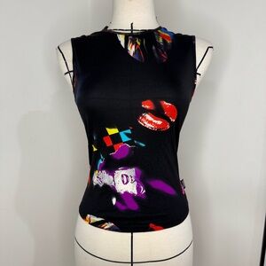 2000s Versace Jeans Abstract Pop Art Tank